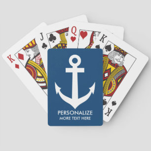 Baralho Cartões de jogar à âncora náutica azul-marinho