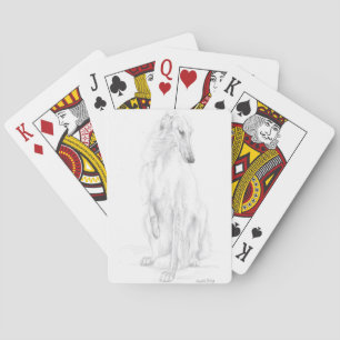 Baralho Cartões De Jogar Arte De Cão De Lápis Borzoi