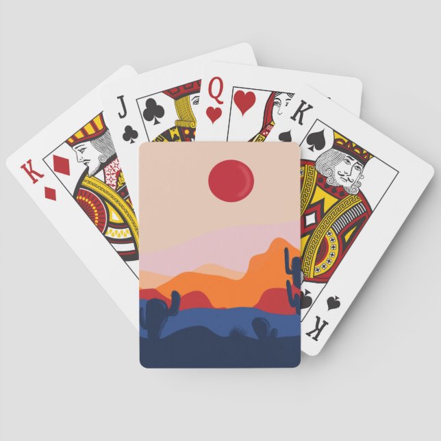 Baralho Cartões de jogar com o design do cacto sunset (Verso)