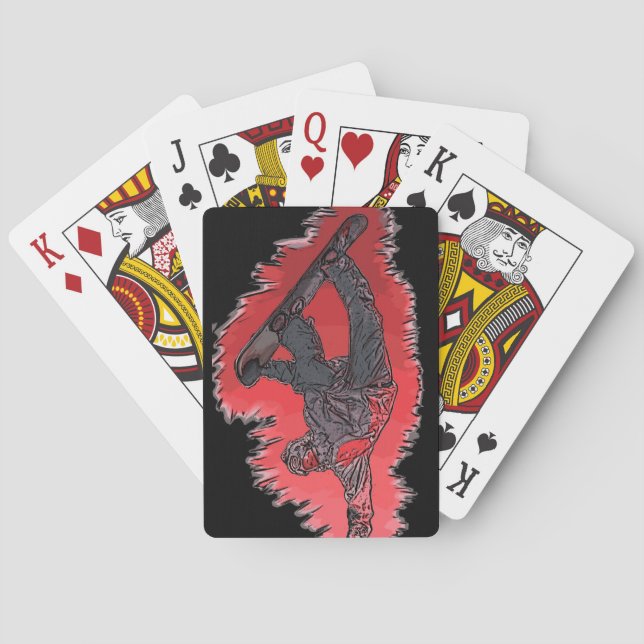 Baralho Cartões de jogar com o tema vermelho (Verso)