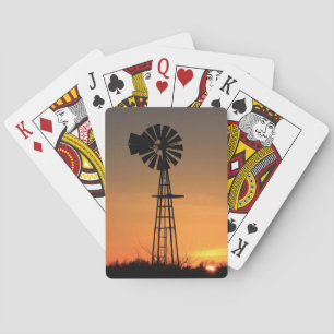 Baralho Cartões de jogar no céu do Kansas Windmill Sunset 
