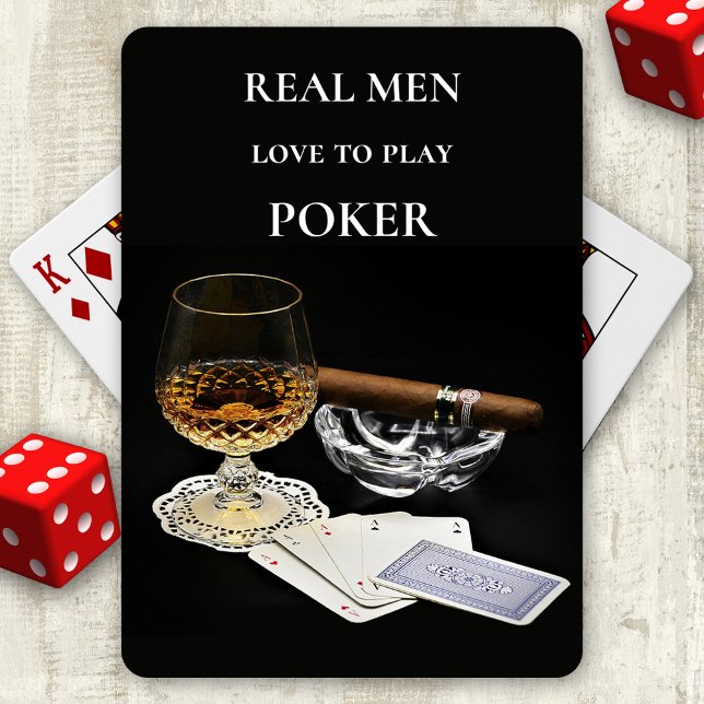 Baralho Cartões De Jogar Pôquer De Cigarros (Deck of cards featuring a cigar and glass of cognac on playing cards with custom texts)
