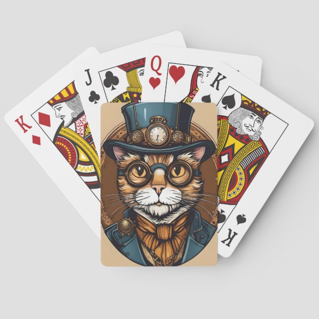 Baralho Cartões de jogar STEAMPUNK CAT (Verso)