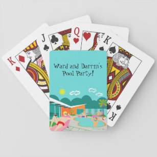 Baralho Cartões de jogo alegres retros da festa na piscina