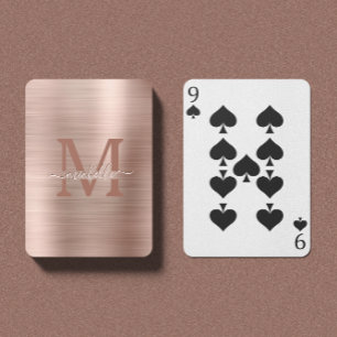 Baralho Cartões De Jogo De Luxo, Monogramas, Rosa Dourado