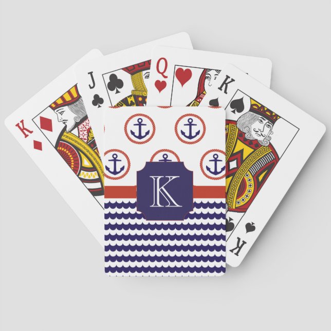 Baralho Cartões de jogo do monograma da âncora (Verso)