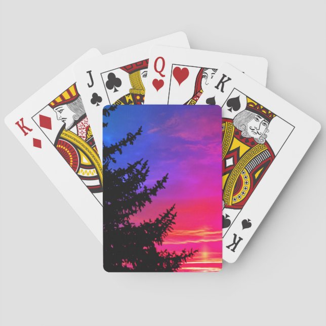 Baralho Cartões de jogo do por do sol (Verso)