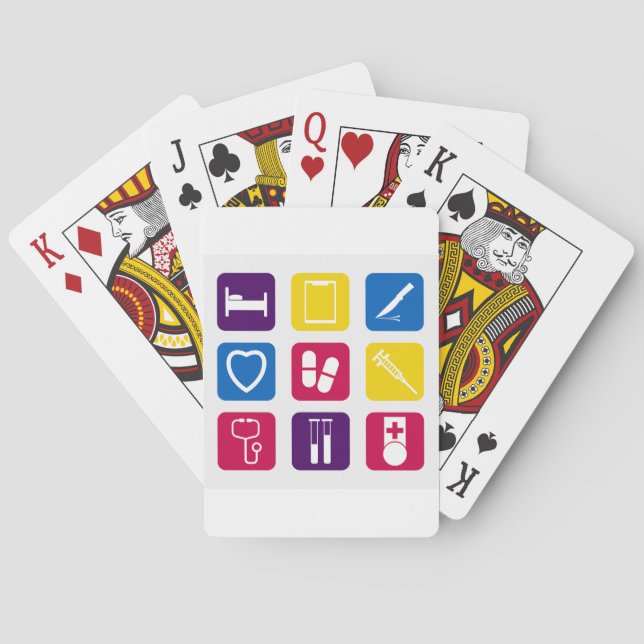 Baralho Cartões de jogo médicos dos ícones (Verso)