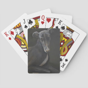 Baralho Cartões de jogo pretos da arte do cão do galgo