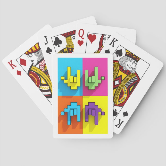 Baralho Cartões de Reprodução Clássicos ASL Pixel Love Pop (Verso)