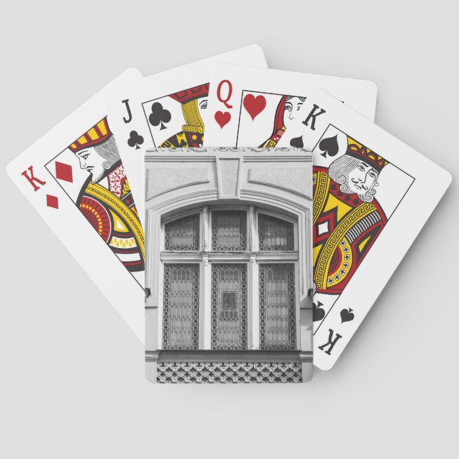 Baralho Cartões de Reprodução da Janela de Praga Preta e B (Verso)