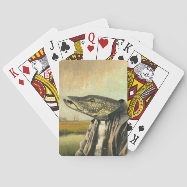 Baralho Cartões De Reprodução De Caracteres De Peixe Piquê (Verso)