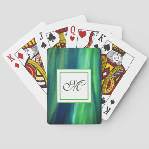 Baralho Cartões de Reprodução de Monograma Verde