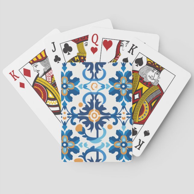 Baralho Cartões de Reprodução Padrão Azul e Castanho (Verso)