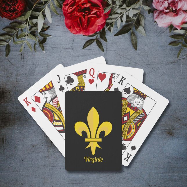 Baralho Cartões de Reprodução Pretos com Fleur de Lis Dour (Black Playing Cards with Gold Fleur de Lis)