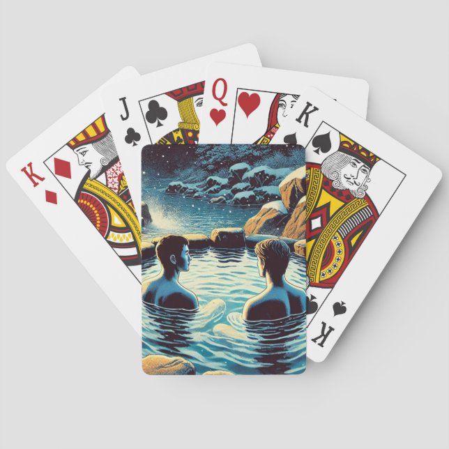 Baralho Cartões - Jovens homens em onsen (Verso)