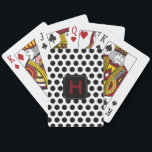Baralho Cartões para jogar Bolinhas preto monograma<br><div class="desc">Cartões de jogar bolinhas preto e branco com monograma personalizado.</div>