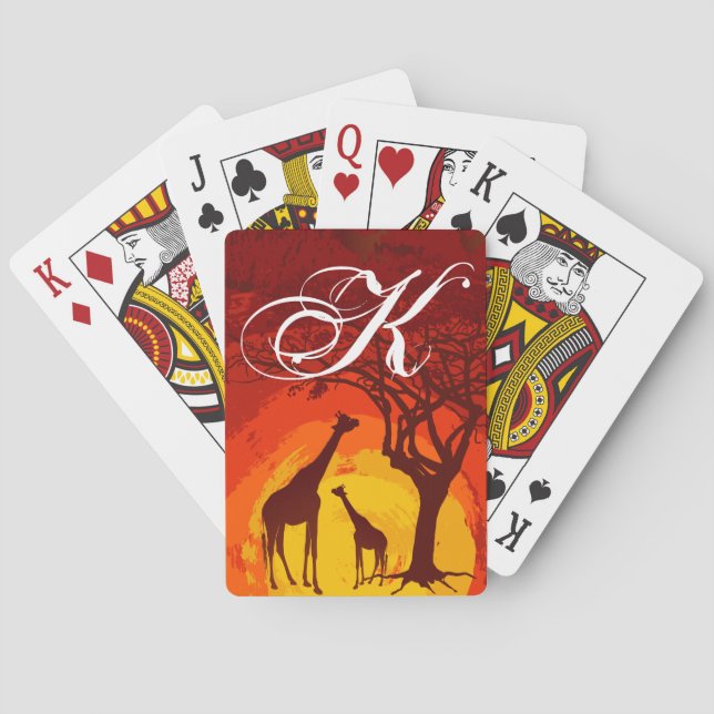 Baralho Cartões personalizados Safari Giraffe (Verso)