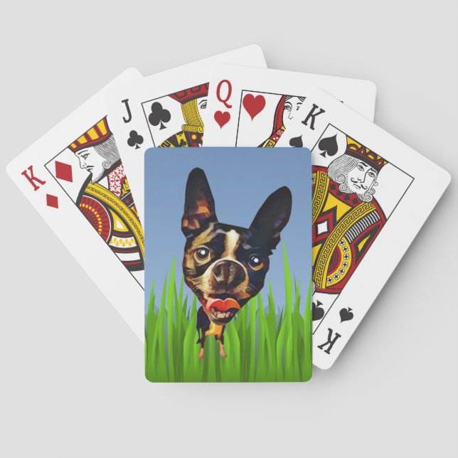 Baralho Cartoon engraçado Boston Terrier Deck de Cartões (Verso)