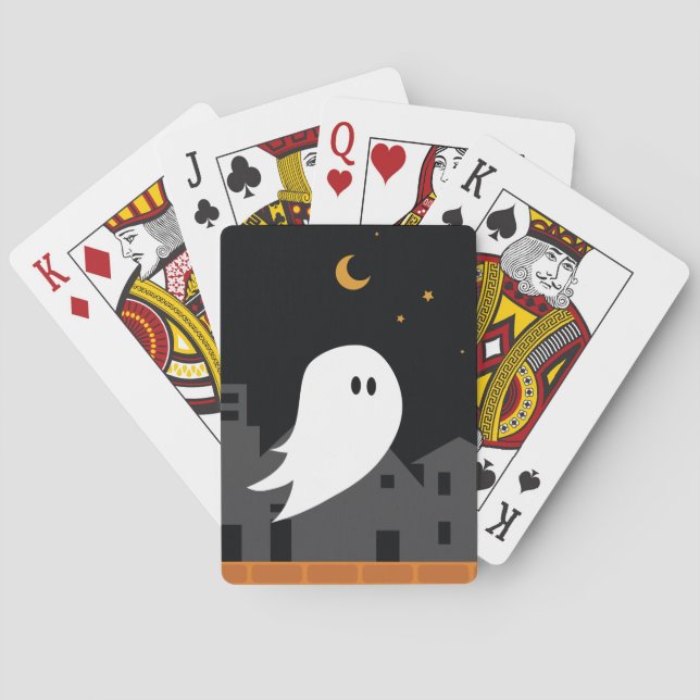 Baralho Cartoon fantasma da cidade de Halloween (Verso)