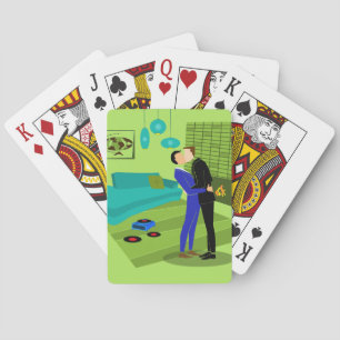 Baralho Casal Retroativo Em Cartões De Reprodução Clássico