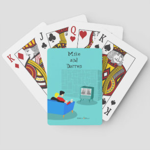 Baralho Casal retroGay assistindo placas de reprodução clá