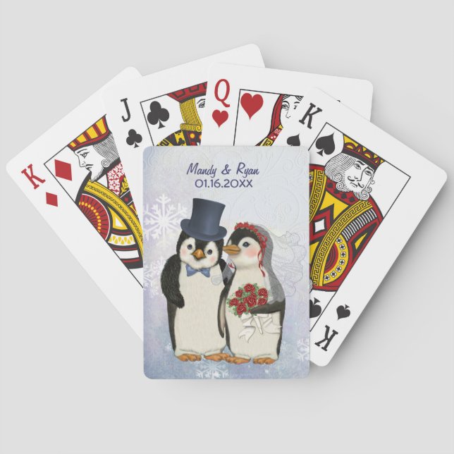 Baralho Casamento com pinguins - Personalizar (Verso)