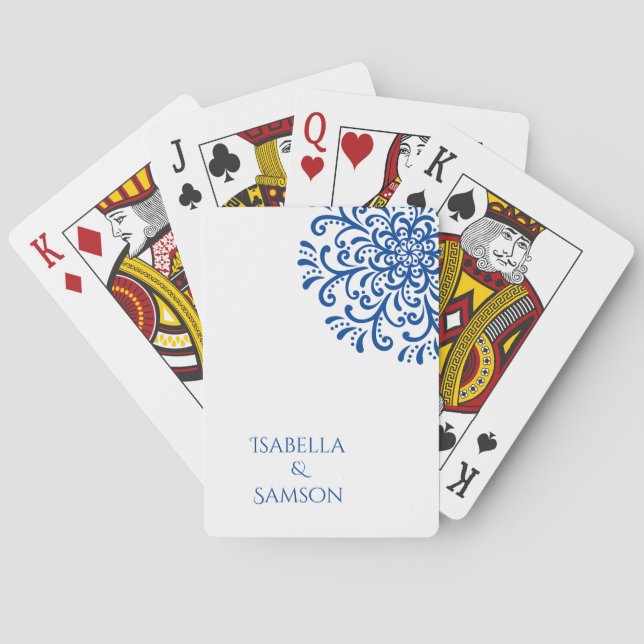 Baralho Casamento De Fardo Azul Whimsical (Verso)