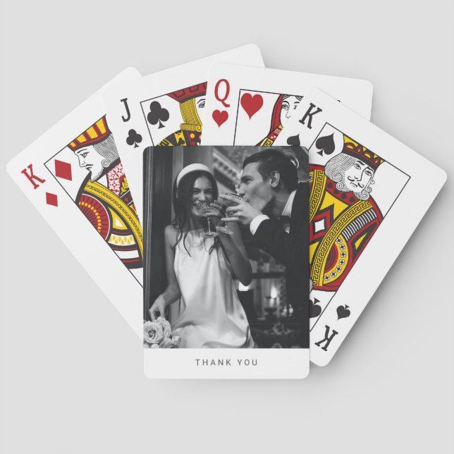 Baralho Casamento De Foto Moderno Minimalista Obrigado (Verso)