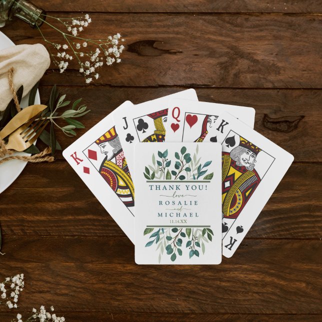 Baralho Casamento de Greenery Botânico (Botanical Greenery Custom Wedding Playing Card Deck)