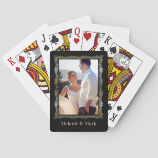 Baralho Casamento Elegante De Monograma Personalizado