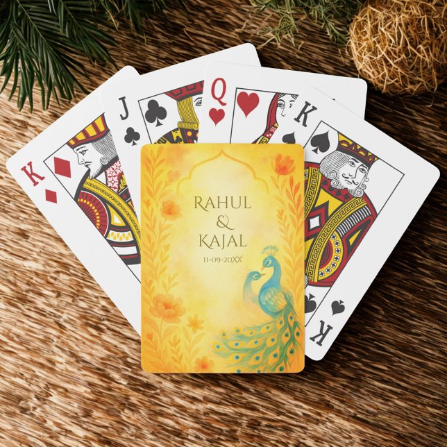 Baralho Casamento Índio Peacock Floral (Criador carregado)