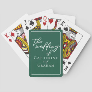 Baralho Casamento Personalizado da Tipografia Verde Emeral