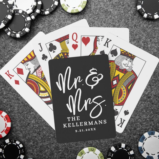 Baralho Casamento Preto Personalizado (Personalized Black Wedding Poker Cards )