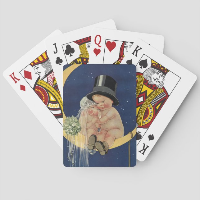 Baralho Casamento vintage, noiva e noiva em lua (Verso)