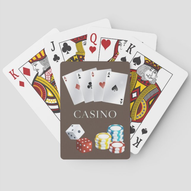 Baralho Casino Ace Dice Poker Chips Jogando Cartões 7 (Verso)