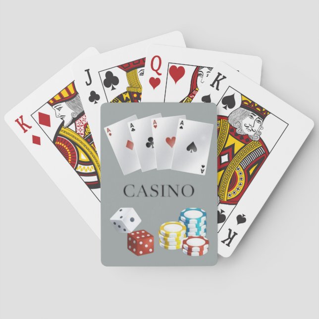 Baralho Casino Ace Dice Poker Chips Jogando Cartões 8 (Verso)