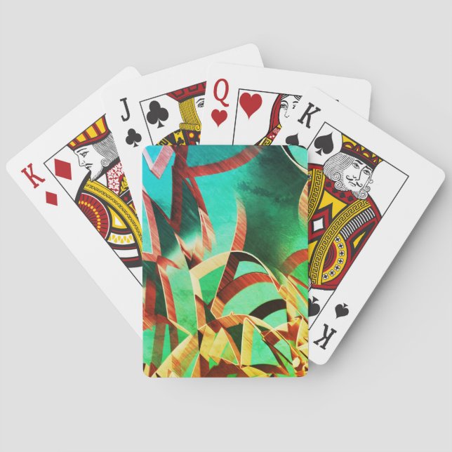 Baralho Castanho passa por verde-rústico e aquamarina (Verso)