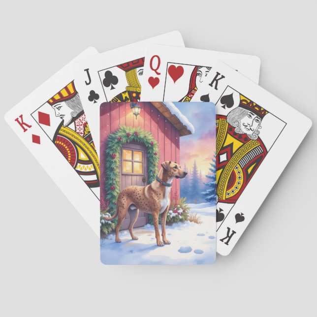 Baralho Catahoula Leopard Dog Rustic Barn Christmas Art (Verso)