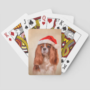 Baralho Cavaleiro Rei Charles Spaniel em chapéu vermelho d