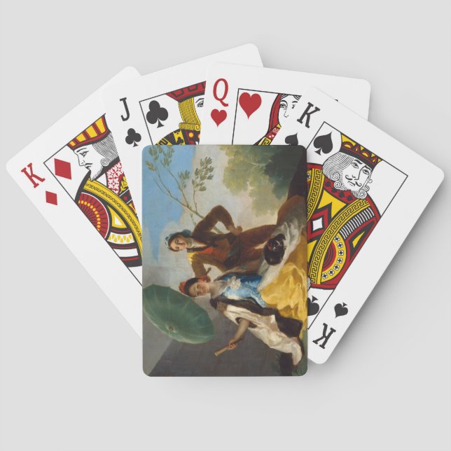 Baralho Cavalheiro segurando parasol para uma dama espanho (Verso)