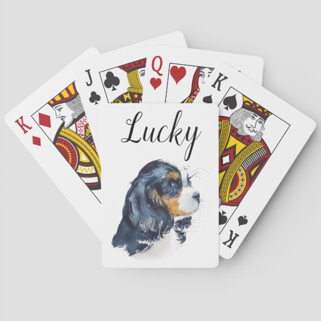Baralho Cavalier King Charles Dog Playing Card Set Gift (Verso)
