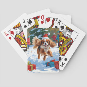 Baralho Cavalier King Charles Spaniel na Neve com Natal