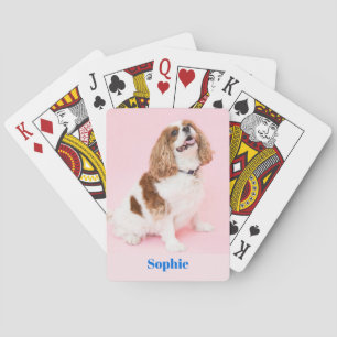 Baralho Cavalier Spaniel Cute ou Sua Foto, Nome Azul