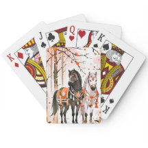 Cavalos numa Floresta Vermelha