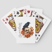 Caveira Floral e Nome Personalizado do Corvo
