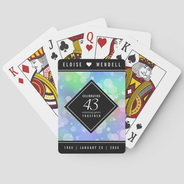 Baralho Celebração do 43º Aniversário do Casamento Opal (Verso)