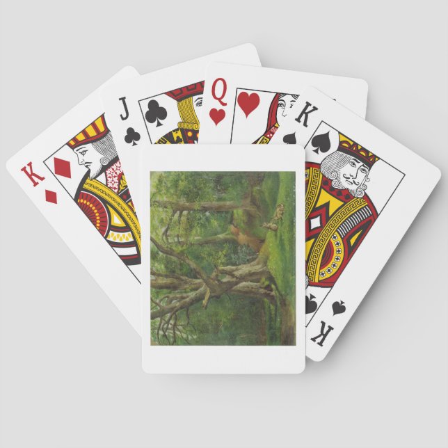 Baralho Cena com coelhos, 1862 da floresta (óleo em (Verso)