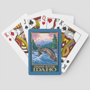 Baralho Cena da pesca com mosca - rio Snake, Idaho