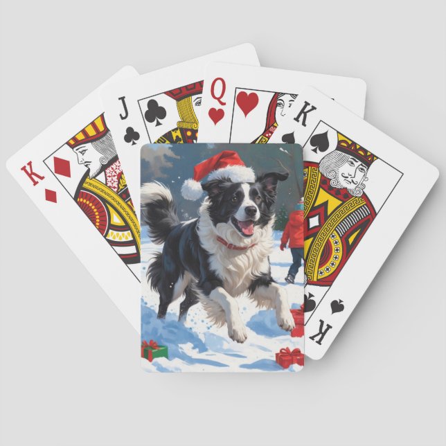 Baralho Cena de Natal com Snow Border Collie (Verso)